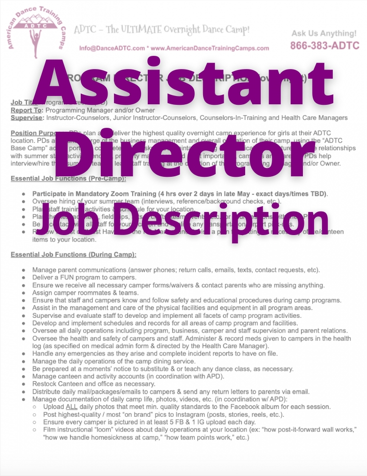 Assistant Program Director Job Description