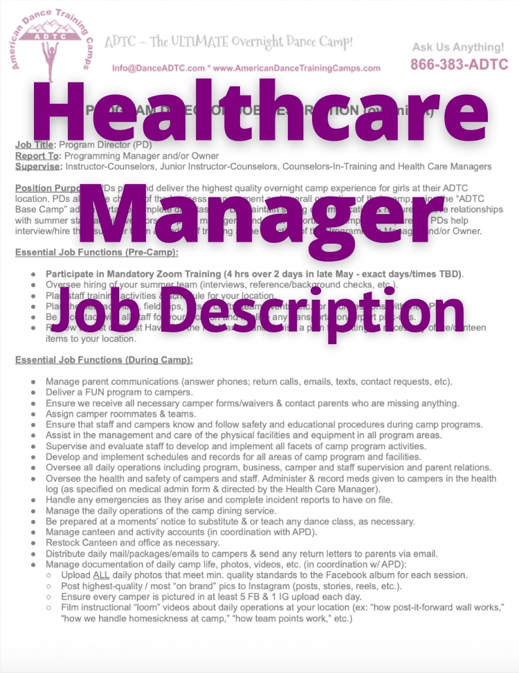 Healthcare Manager Job Description