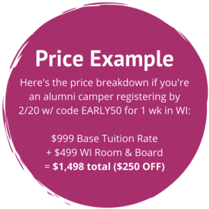 Dance Camp Dates and Rates Price Example